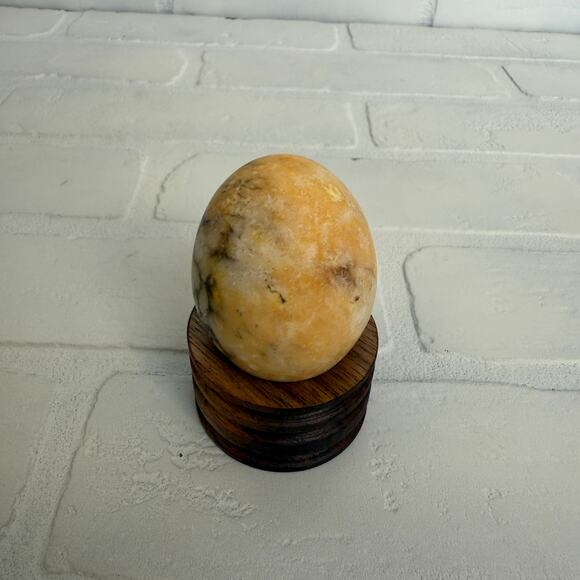 Set of 3 Vintage Honed Natural Stone Eggs Yellow Blue Black - Picture 6 of 9